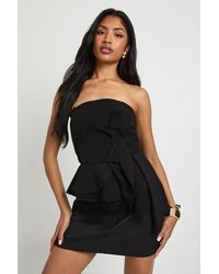 Boohoo - Ruffle Crepe Bandeau Top - Lyst