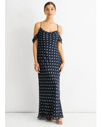 Gini London - Cowl Neck Drop Sleeves Foil Maxi Dress - Lyst