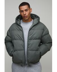 BoohooMAN - Essential Regular Fit Midweight Padded Hooded Puffer Jacket - Lyst