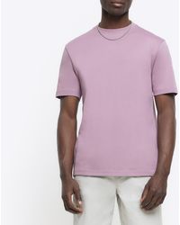 River Island - Pink Ri Studio Slim Fit T-shirt - Lyst