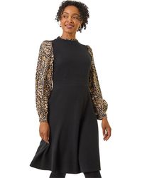 Roman - Petite Contrast Frill Stretch Dress - Lyst