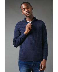 MAINE - Premium Pure Cotton Cable Half Zip Jumper - Lyst
