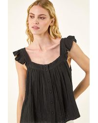 Roman - Textured Frill Sleeve Cami Top - Lyst