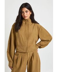 Boohoo - Funnel Neck Balloon Sleeve Zip Through Top - Lyst