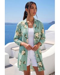 Roman - Floral Cotton Blend Longline Tunic Shirt - Lyst