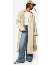 Boohoo - Vintage Look Faux Leather Trench Coat - Lyst