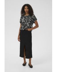 Kaffe - Blouse Met Korte Mouwen Kabeathe Loose Fit Black White - Lyst