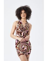 Urban Bliss - Multi Swirl Halter Cowl Neck Dress - Lyst