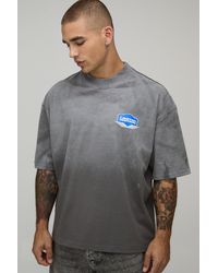 BoohooMAN - Oversized Boxy Printed Spray Wash T-Shirt Cotton - Lyst