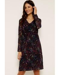 Sosandar - Floral Print V Neck Dress - Lyst