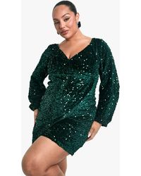 Boohoo - Plus Velvet Sequin Swing Dress - Lyst