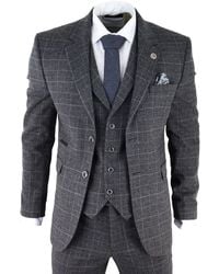 TruClothing - Check 3 Piece Tweed Suit Peaky Blinders 1920S Gatsby Tailored Fit Canvas - Lyst