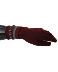 John Galliano - Maroon Logo Details Wrist Length Gloves Wool - Lyst