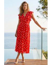 Roman - Spot Frill Fit & Flare Dress - Lyst