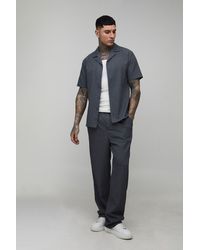 BoohooMAN - Tall Regular Revere Shirt & Relaxed Trouser Set - Lyst