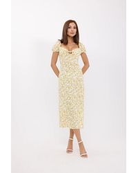 Hiccup - Floral Off Shoulder Side Slit Midi Dress - Lyst