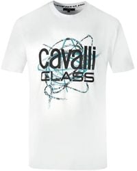 Class Roberto Cavalli - Snake Skin Scribble Logo White T-shirt Cotton - Lyst