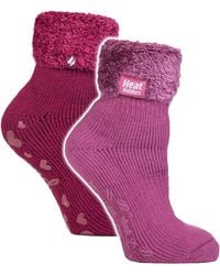 Heat Holders - 2 Pack Ladies Soft Lounge Socks With Grips - Lyst