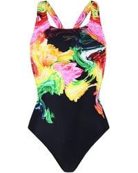 Speedo - Colourblend Flower Placement Digital Powerback Swimming Costume - Lyst