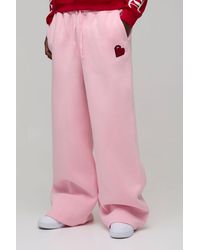 BoohooMAN - Tall Wide Leg Heart Printed Jogger - Lyst