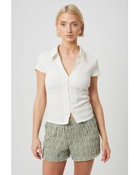 Brave Soul - Textured Jersey Short Sleeve Button Down Top - Lyst
