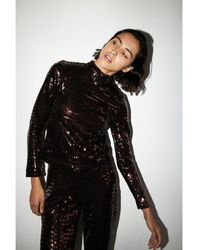 Warehouse - Rectangle Sequin Funnel Neck Top Coord - Lyst