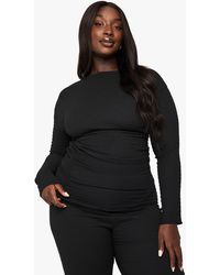 Boohoo - Plus Long Sleeve Asymmetric Crinkle Top - Lyst