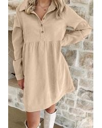 Azura Exchange - Corduroy Knopen Mini Jurk - Lyst