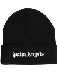 Palm Angels - And Knitted Hat With Embroidered Logo Pwlc014F23Fab0011001 - Lyst