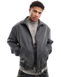 ASOS - Oversized Washed Harrington Jacket - Lyst