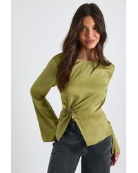 Boohoo - Flare Sleeve Trim Detail Blouse - Lyst