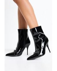Boohoo - Patent Buckle Detail Stiletto Ankle Boots - Lyst