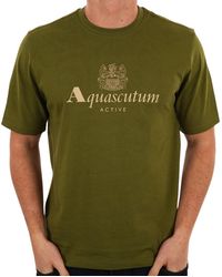 Aquascutum - Active Big Logo T-Shirt Army Cotton - Lyst