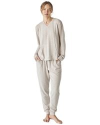 J&j Brothers - Jjb5 Soft Knit V-Neck Long Sleeve Pajamas - Lyst