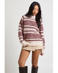 Boohoo - Chunky Textured Stitch Detail Oversized Knitted Jumper - Lyst