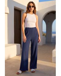 Roman - Petite Wide Leg Textured Trouser - Lyst