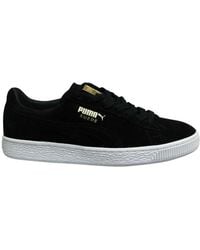 PUMA - Suede Classic Metal Badge Leather Lace Up Trainers 370081 01 - Lyst