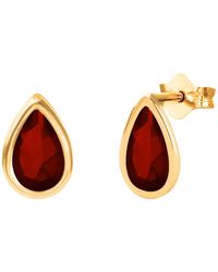 The Jewellery Stockroom - 9Ct Garnet Teardrop Rubover Stud Earrings - Lyst