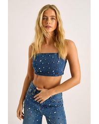 Nasty Gal - Denim Jewel Strappy Crop Top - Lyst