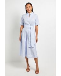 PRINCIPLES - Cotton Striped Collar Dress - Lyst