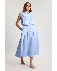 Karen Millen - Cotton Poplin Button Up Midi Dress - Lyst