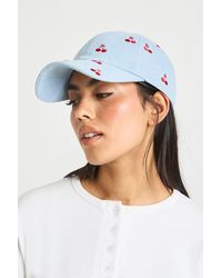 Boohoo - Embroidered Cherry Print Denim Cap - Lyst