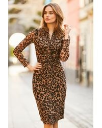 Sosandar - Leopard Print Mesh Shirt Jersey Dress - Lyst