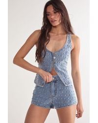 Nasty Gal - Studded Denim Corset Top - Lyst