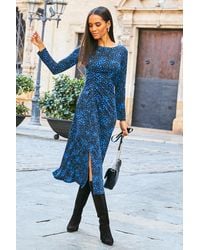 Sosandar - Heart Print Ruched Front Midi Jersey Dress - Lyst