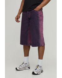 BoohooMAN - Longline Tinted Denim Jorts - Lyst