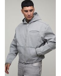 BoohooMAN - Tall Basic Boxy Oversized Zip Through Denim Hoodie - Lyst