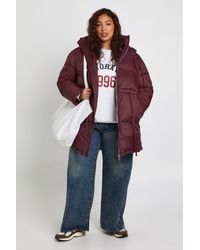 Boohoo - Plus Hooded Cinched Waist Puffer Jacket - Lyst