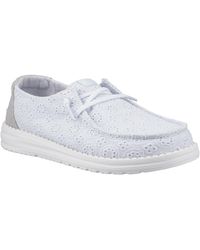 HEYDUDE - Wendy Eyelet Lace Slip On Ladies Shoes - Lyst