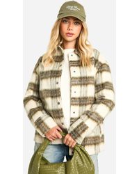 Boohoo - Check Wool Look Shacket - Lyst
